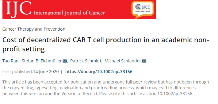 来了！高达300多万的癌症CAR-T细胞疗法，未来价格可以降到多少？《IJC